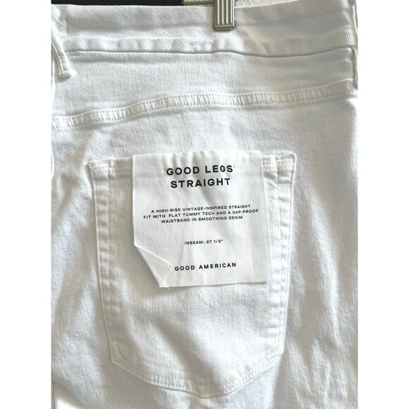 Good American Plus White High Rise Ankle High Raw Hem Straight Leg Jeans 22W - Picture 3 of 14